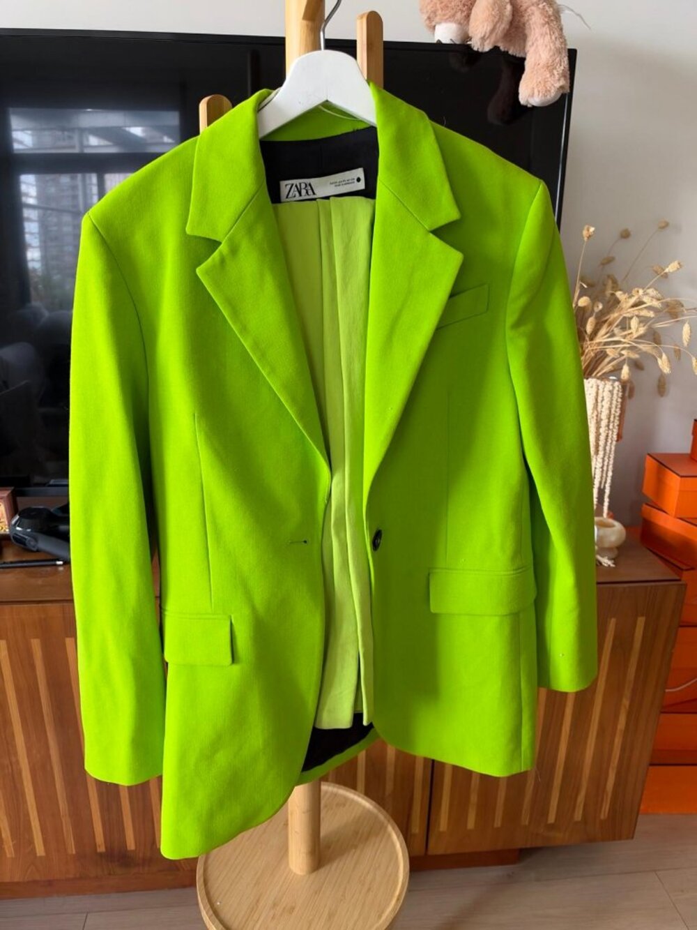 Zara Neon Green Lime Blazer XS (free green pants)